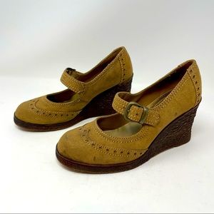 Lower East Side Vintage 90’s Y2K Chunky Wedge Heels Faux Leather Size 7